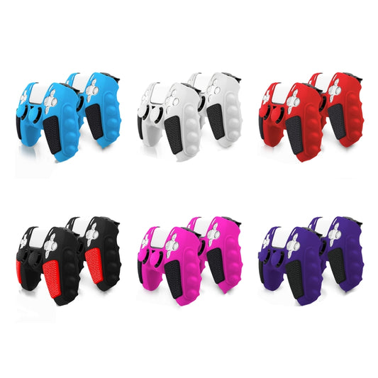 For Sony PS5 Splicing Color Silicone Gamepad Protective Case with Rocker Caps(Blue Black) by bashfashion