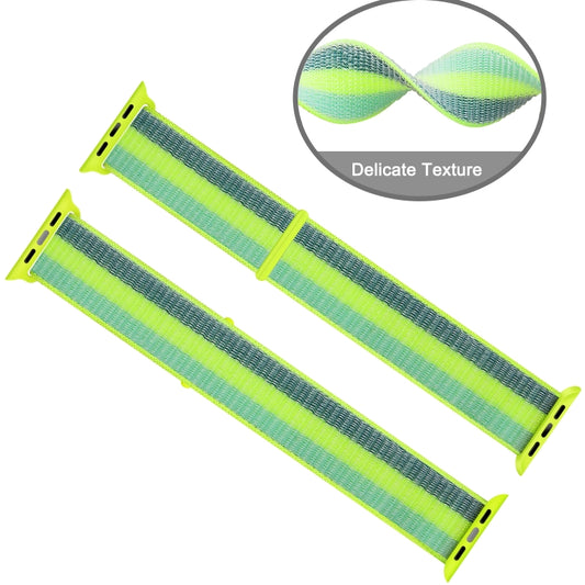 For Apple Watch Series 7 45mm / 6 & SE & 5 & 4 44mm / 3 & 2 & 1 42mm Nylon Loop Watch Band(Pollen Yellow) by bashfashion