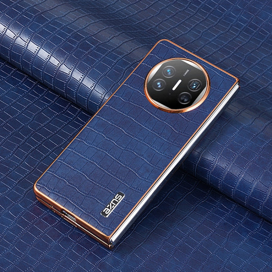 For Huawei Mate X3 / X5 AZNS Electroplated Frame Crocodile Texture Full Coverage Phone Case(Blue) by AZNS