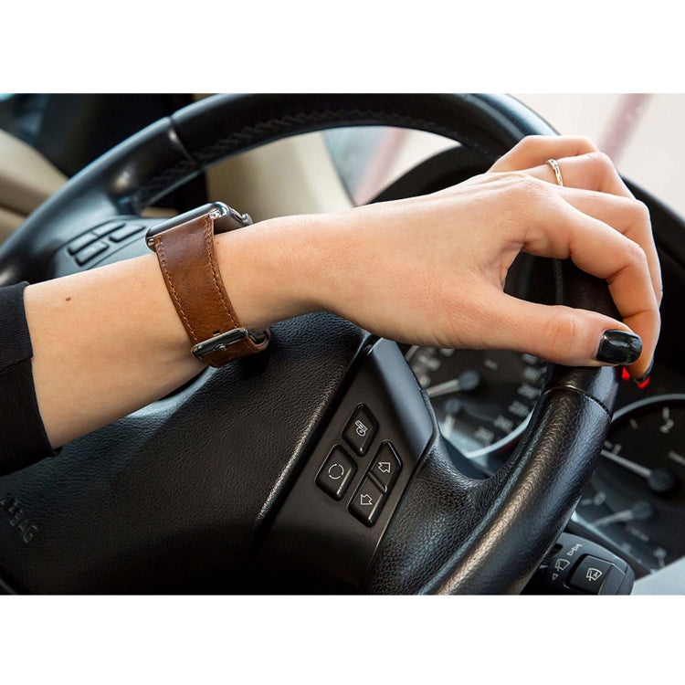For Apple Watch 5 & 4 44mm / 3 & 2 & 1 42mm Round Tail Retro Crazy Horse Texture Leather Watch Band(Dark Brown) by bashfashion