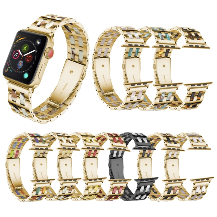 For Apple Watch Series 8&7 41mm / SE 2&6&SE&5&4 40mm / 3&2&1 38mm Stainless Steel + Resin Watch Band(Iridescent) by bashfashion