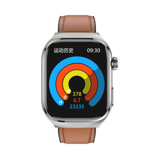 TK16 2.04 inch LCD Screen Leather Strap Smart Watch Supports Health Monitoring(Brown) by bashfashion