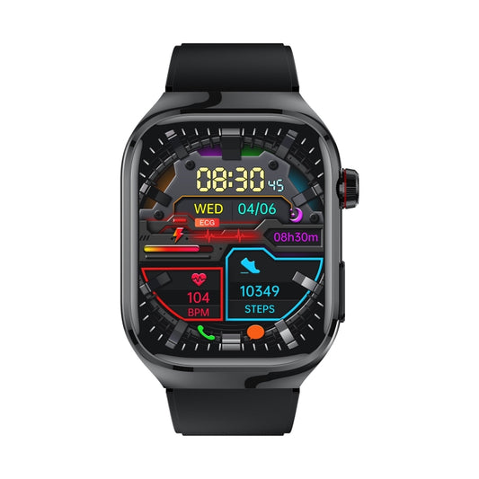 TK16 2.04 inch LCD Screen Silicone Strap Smart Watch Supports Health Monitoring(Black) by bashfashion