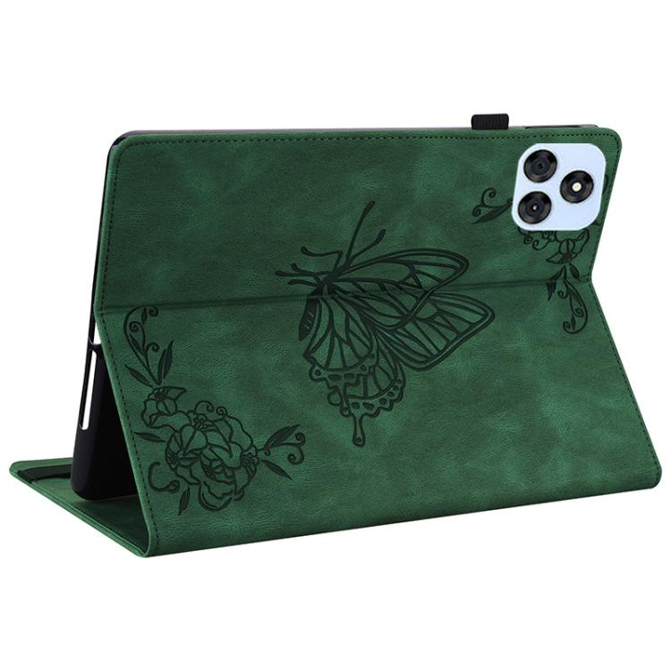 For itel VistaTab 30 Butterfly Flower Embossed Leather Tablet Case(Green) by bashfashion