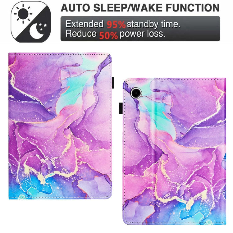 For Samsung Galaxy Tab A8 X200 / X207 Marble Litchi Leather Smart Tablet Case(Purple) by bashfashion