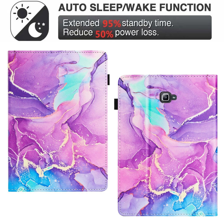 For Samsung Galaxy Tab A 10.1 T580 Marble Litchi Leather Smart Tablet Case(Purple) by bashfashion
