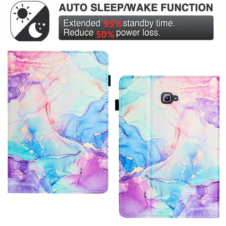 For Samsung Galaxy Tab A 10.1 T580 Marble Litchi Leather Smart Tablet Case(Purple Blue) by bashfashion