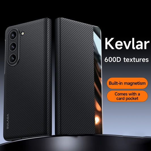 For Samsung Galaxy Z Fold4 SULADA Kevlar 600D Texture Smart Window Leather Phone Case(Purple) by SULADA