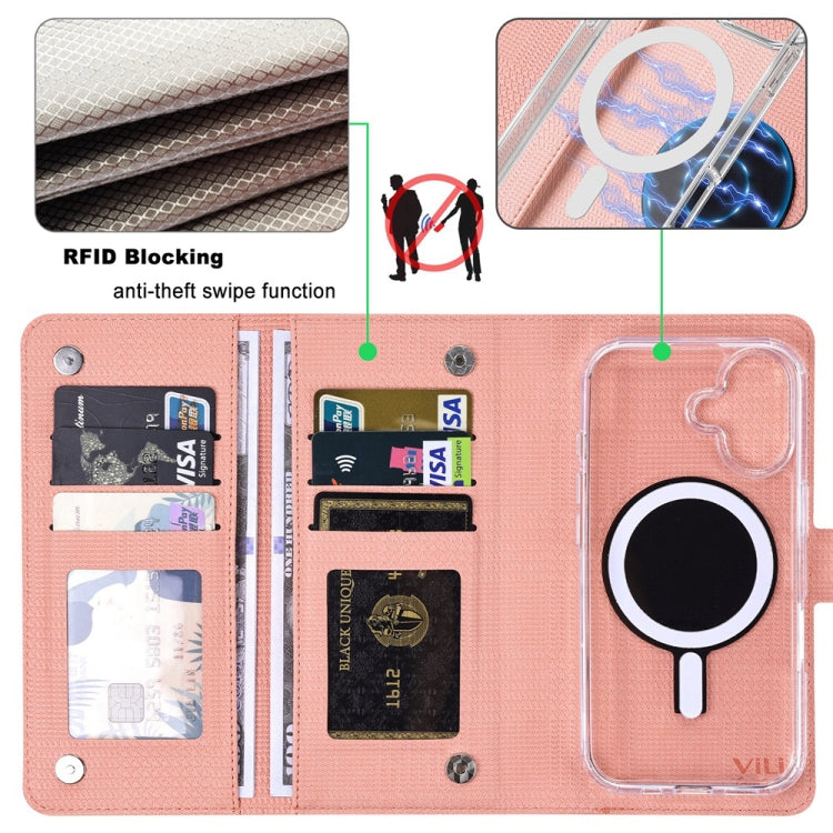 For iPhone 13 Pro ViLi GHA-C Series RFID MagSafe Magnetic Flip Leather Phone Case(Pink) by ViLi
