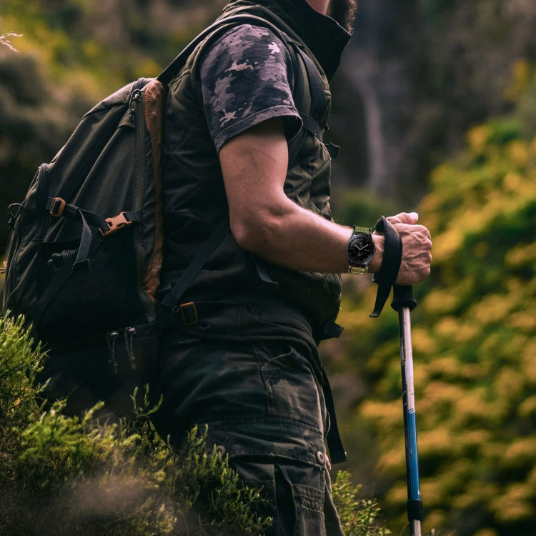 22mm Nylon Canvas Hook And Loop Fastener Watch Band(Black) by bashfashion