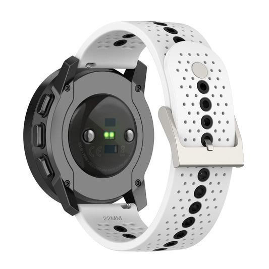 For Suunto Run / Race S Colorful Hole Silicone Watch Band(White Black) by bashfashion