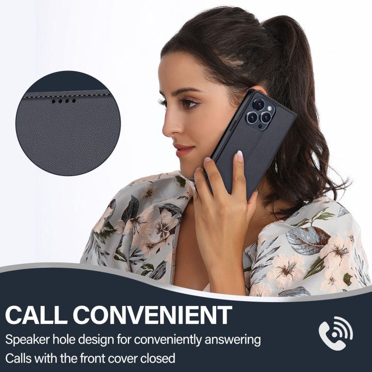 For iPhone 14 Pro Max LC.IMEEKE L1 Series Frosted Fine Texture PU Phone Case(Black) by LC.IMEEKE