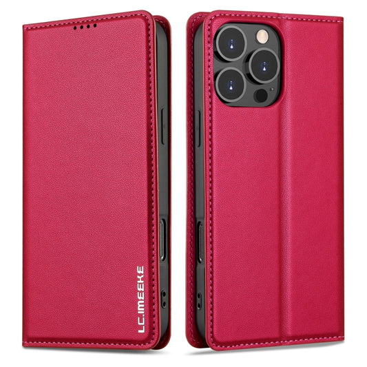 For iPhone 16 Pro Max LC.IMEEKE L1 Series Frosted Fine Texture PU Phone Case(Red) by LC.IMEEKE