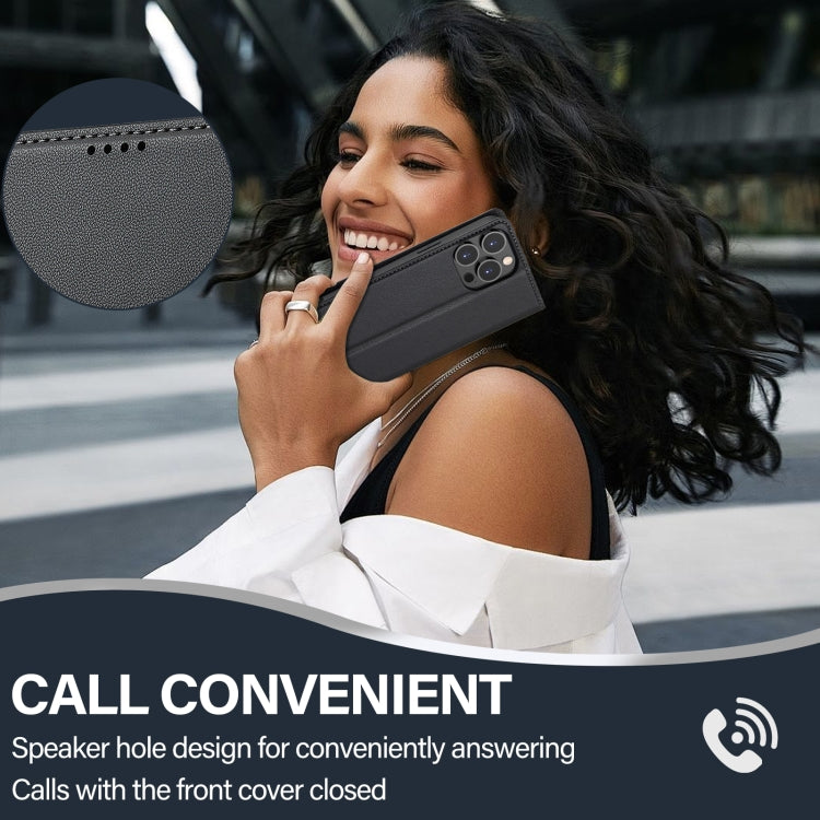 For iPhone 16 Pro LC.IMEEKE L1 Series Frosted Fine Texture PU Phone Case(Black) by LC.IMEEKE