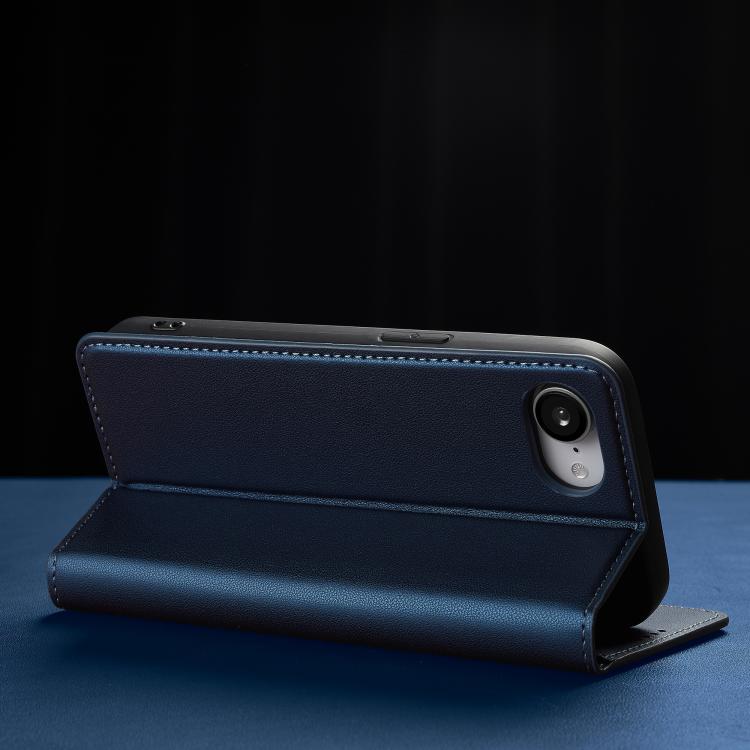 For iPhone 16e LC.IMEEKE L1 Series Frosted Fine Texture PU Phone Case(Blue) by LC.IMEEKE