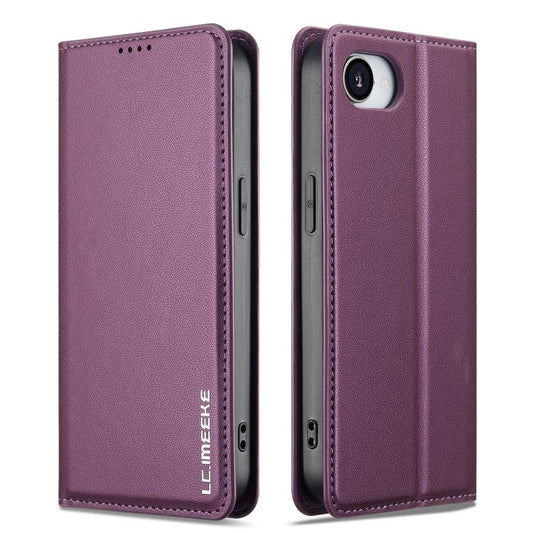 For iPhone 16e LC.IMEEKE L1 Series Frosted Fine Texture PU Phone Case(Purple) by LC.IMEEKE
