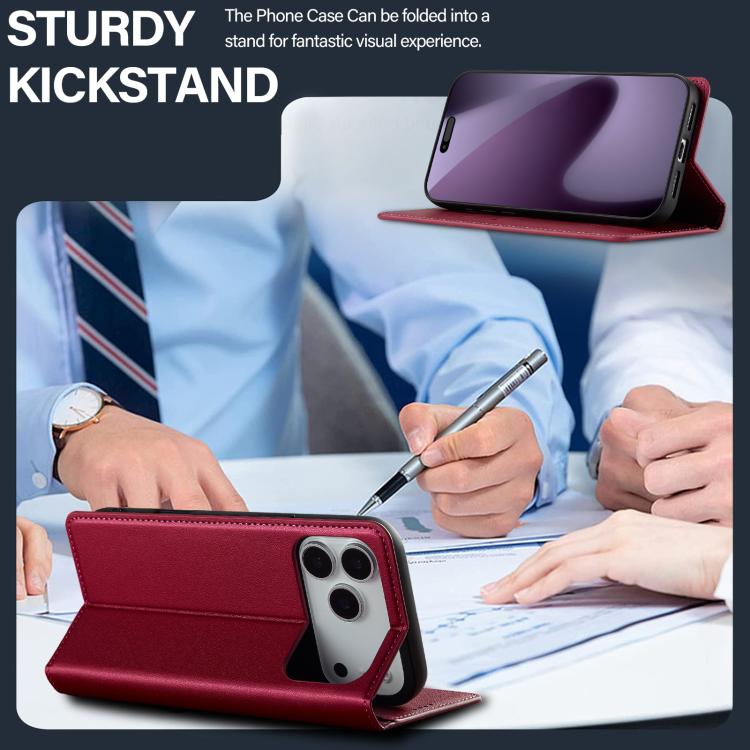 For iPhone 17 Pro LC.IMEEKE L1 Series Frosted Fine Texture PU Phone Case(Red) by LC.IMEEKE