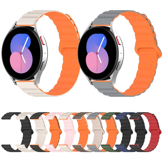 22mm Dotted Loop Magnetic Silicone Watch Band(Black Red) by bashfashion