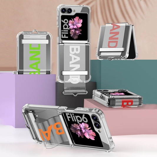 For Samsung Galaxy Z Flip6 GKK Clear Airbag Wristband Holder Phone Case(Transparent Green) by GKK