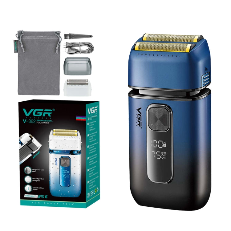 VGR V-362 5W USB Reciprocating Electric Shaver Bald Head Hair Clipper(Dark Blue) by VGR