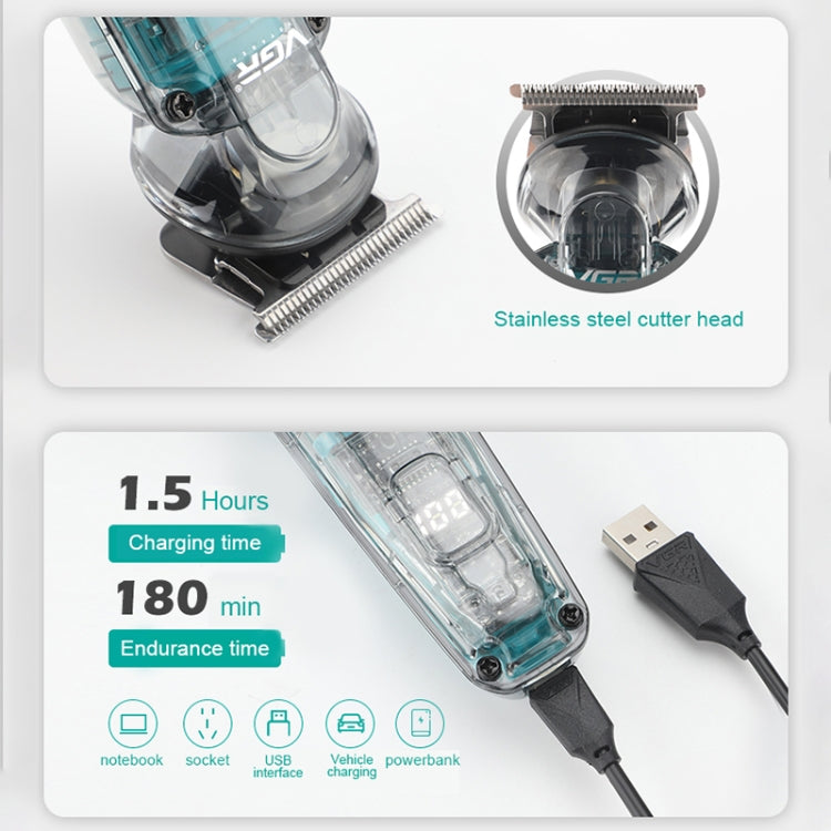 VGR V-949 5W USB LED Digital Display Multifunctional Hair Clipper by VGR