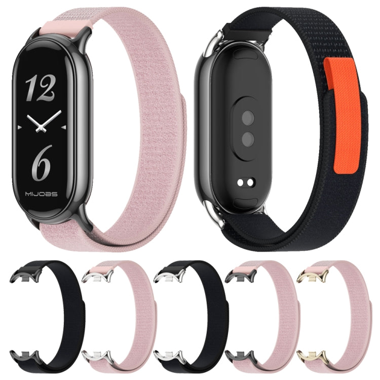 For Xiaomi Smart Band 9 / 8 MIJOBS Nylon Watch Band Wristband(Pink Silver) by MIJOBS