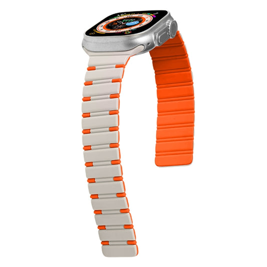 For Apple Watch Series 6 40mm Two-color Magnetic Silicone Watch Band(Starlight Orange) by bashfashion