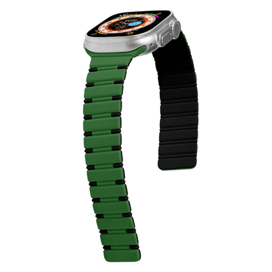 For Apple Watch Series 5 44mm Two-color Magnetic Silicone Watch Band(Green Black) by bashfashion