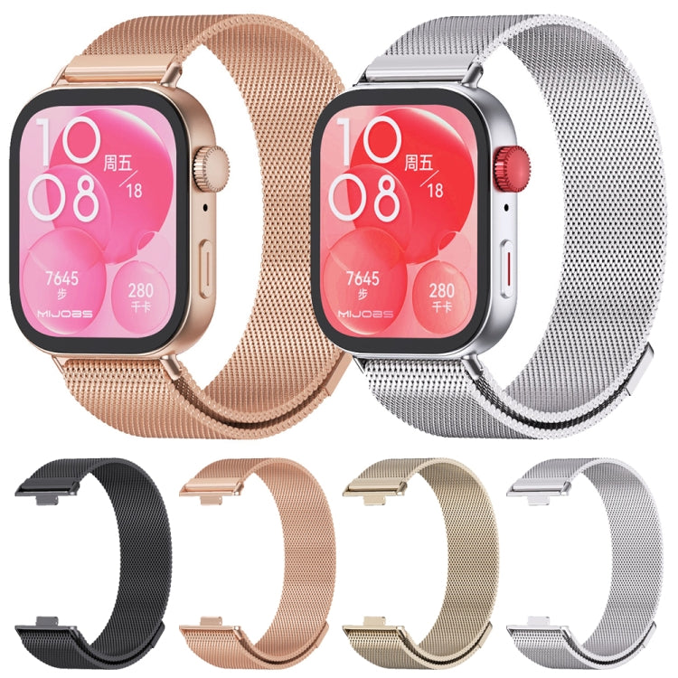 For Huawei Watch Fit3 MIJOBS Milan Magnetic Stainless Steel Watch Band(Light Gold) by MIJOBS