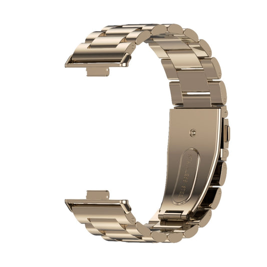 For Huawei Watch Fit3 MIJOBS Three-Beads Stainless Steel Watch Band(Light Gold) by MIJOBS