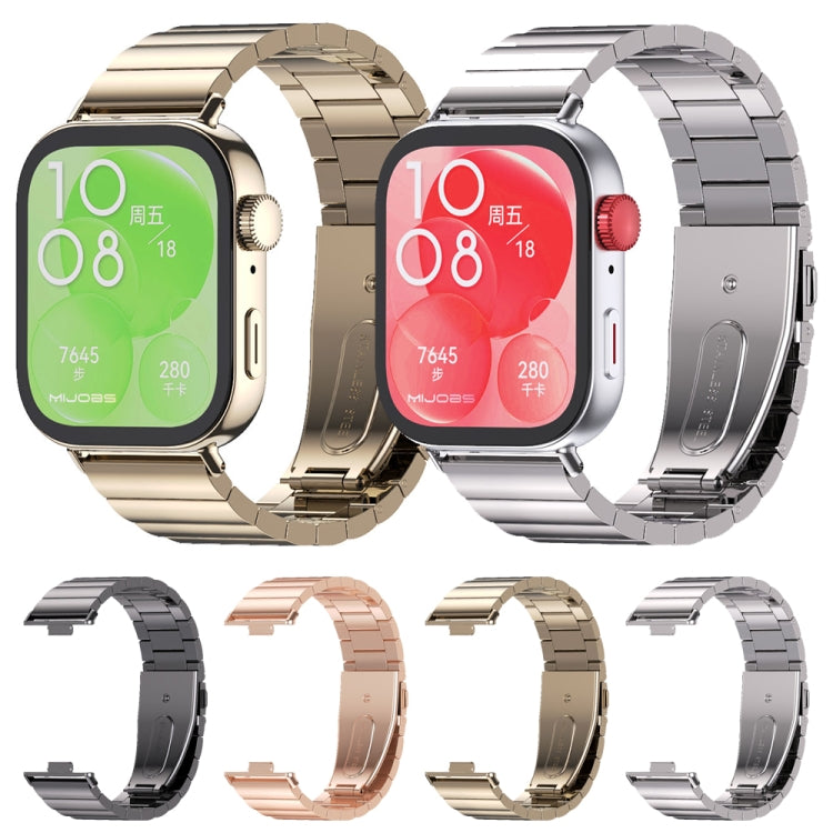 For Huawei Watch Fit3 MIJOBS Bamboo Stainless Steel Watch Band(Light Gold) by MIJOBS