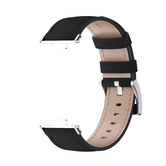 For Huawei Watch Fit3 MIJOBS Genuine Leather Watch Band(Black Silver) by MIJOBS