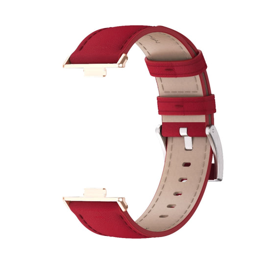 For Huawei Watch Fit3 MIJOBS Genuine Leather Watch Band(Red Rose Gold) by MIJOBS