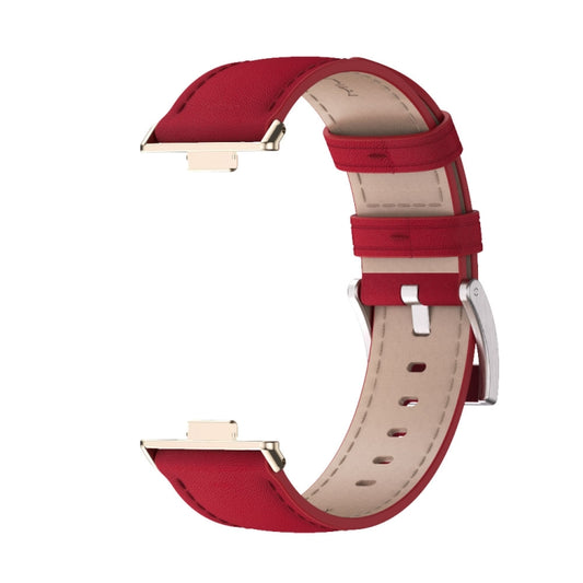 For Huawei Watch Fit3 MIJOBS Genuine Leather Watch Band(Red Light Gold) by MIJOBS