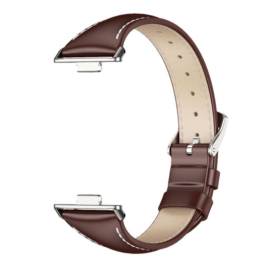 For Huawei Watch Fit3 MIJOBS Slim Genuine Leather Watch Band(Coffee Black) by MIJOBS