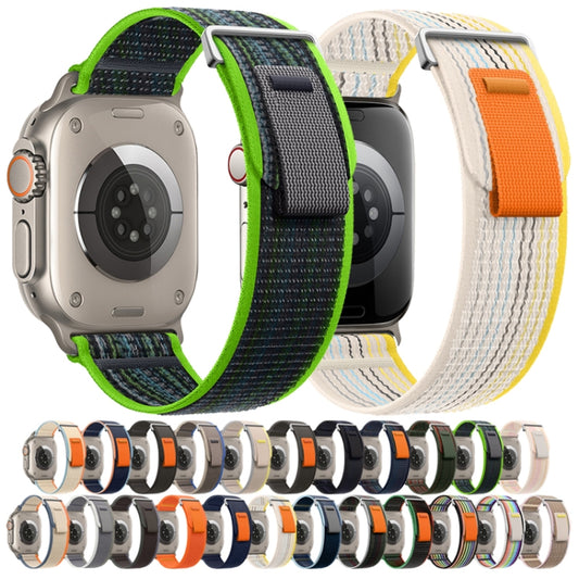 For Apple Watch Ultra 49mm Dual-Section Loop Nylon Watch Band(Black Rainbow) by bashfashion