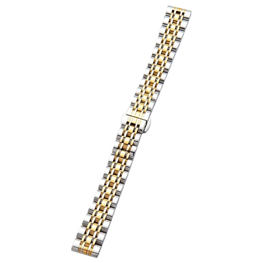 For Garmin Lily 2 Seven-beads 14mm Stainless Steel Watch Band(Silver Gold) by bashfashion