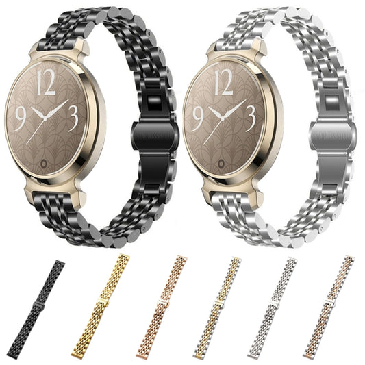For Garmin Lily 2 Seven-beads 14mm Stainless Steel Watch Band(Vintage Gold) by bashfashion
