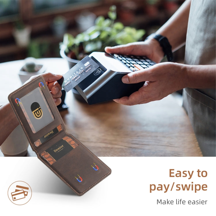 Denior V11 VV MagSafe Magnetic Phone PU Card Sleeve(Brown) by Denior