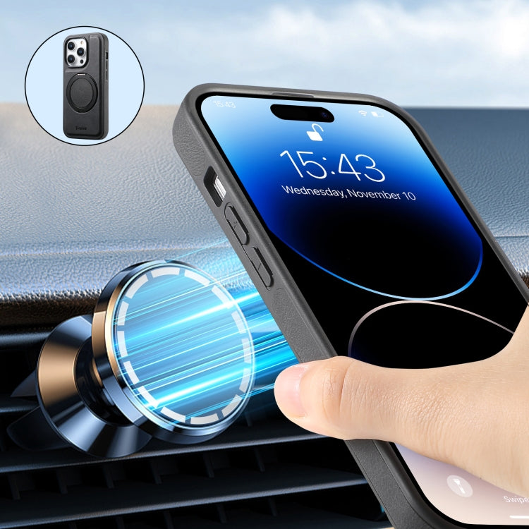 For iPhone 13 Pro Max Denior A14 Skin Feel Rotating Holder MagSafe Phone Case(Black) by Denior