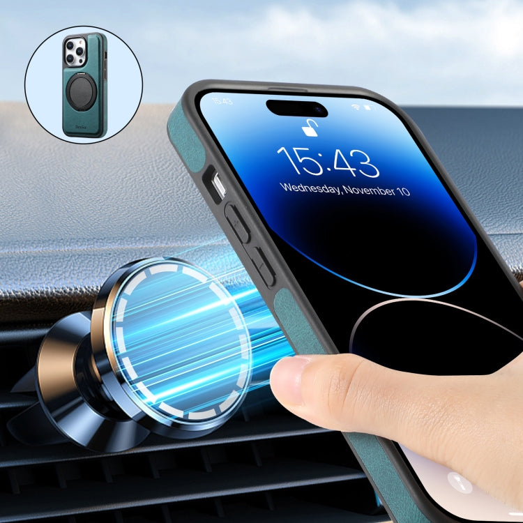 For iPhone 15 Plus / 14 Plus Denior A14 Skin Feel Rotating Holder MagSafe Phone Case(Blue) by Denior