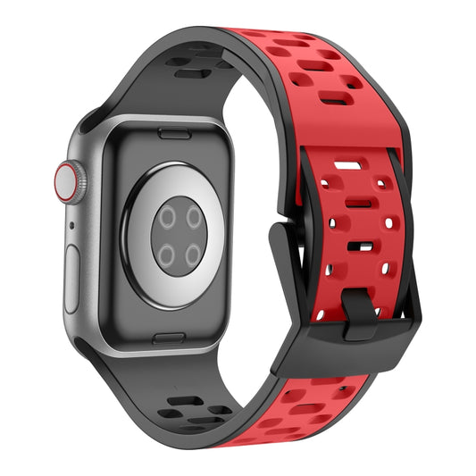 For Apple Watch Ultra 2 49mm Meteorite Two-color Silicone Watch Band(Black Red) by bashfashion
