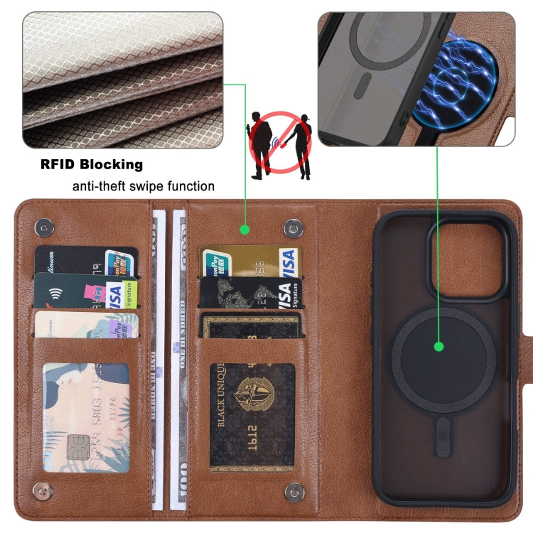 For iPhone 16 Pro ViLi GVA Series MagSafe Magnetic RFID Leather Phone Case(Brown) by ViLi