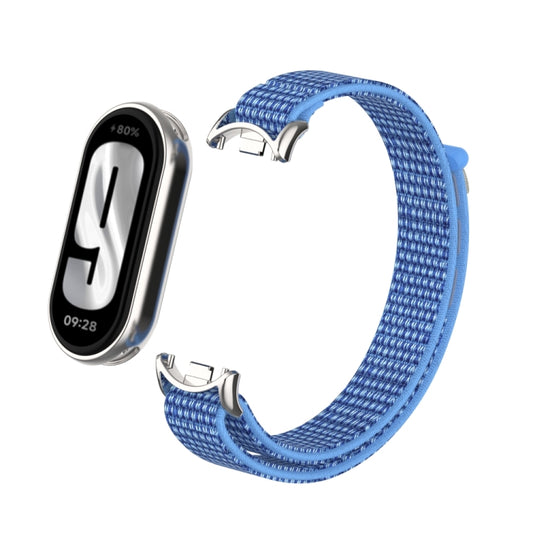 For Xiaomi Smart Band 9 / 8 Metal Connector + Loop Nylon Hook and Loop Fastener Watch Band(Cape Blue) by bashfashion