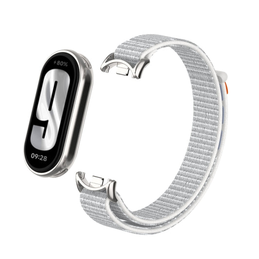 For Xiaomi Smart Band 9 / 8 Metal Connector + Loop Nylon Hook and Loop Fastener Watch Band(Seashell Color) by bashfashion