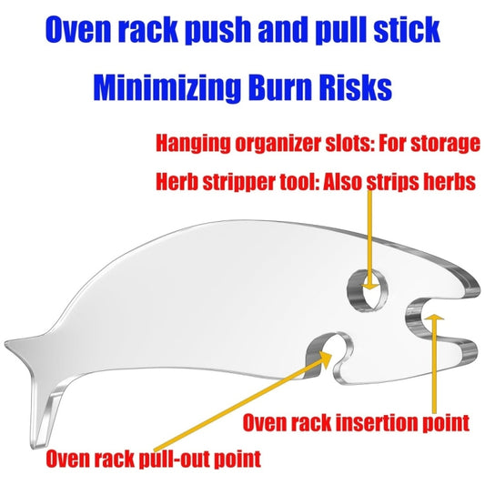 Acrylic Fish Shaped Oven Push Pull Rack Baking Push Pull Tool(Black) by bashfashion