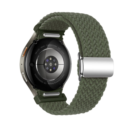 For Samsung Galaxy Watch 7 / 6 / 5 / 4 Nylon Loop Magnetic Buckle Watch Band(Dark Olive) by bashfashion