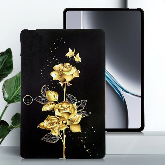 For OPPO Pad Neo / Pad Air2 Color Painting Pattern Smart Tablet TPU Case(Golden Rose) by bashfashion