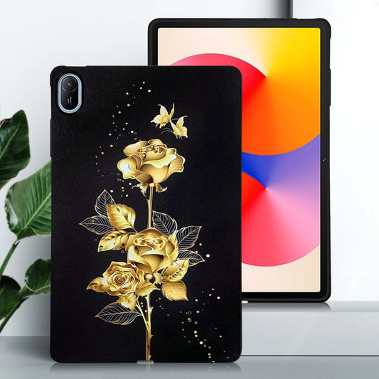 For Huawei MatePad SE 11 2024 Color Painting Pattern Smart Tablet TPU Case(Golden Rose) by bashfashion