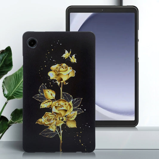 For Samsung Galaxy Tab A11 / A9 Color Painting Pattern Smart Tablet TPU Case(Golden Rose) by bashfashion